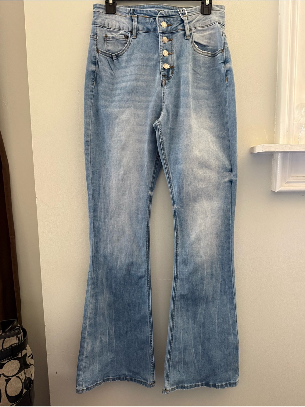 Flamingo Light Wash Blue High-Rise Flared Women's Jeans